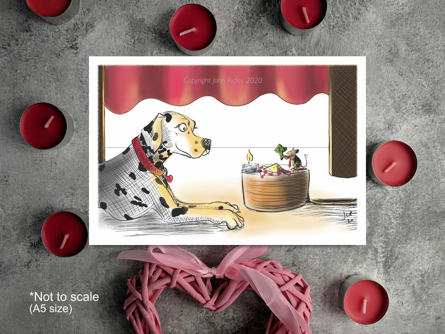 ‘Love is Love’ A5 Cartoon Dalmatian and Mouse Greeting Card