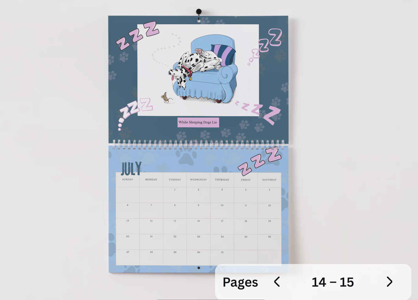 Tea & Zoomies 2025 Wall Calendar A4