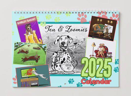 Tea & Zoomies 2025 Wall Calendar A4