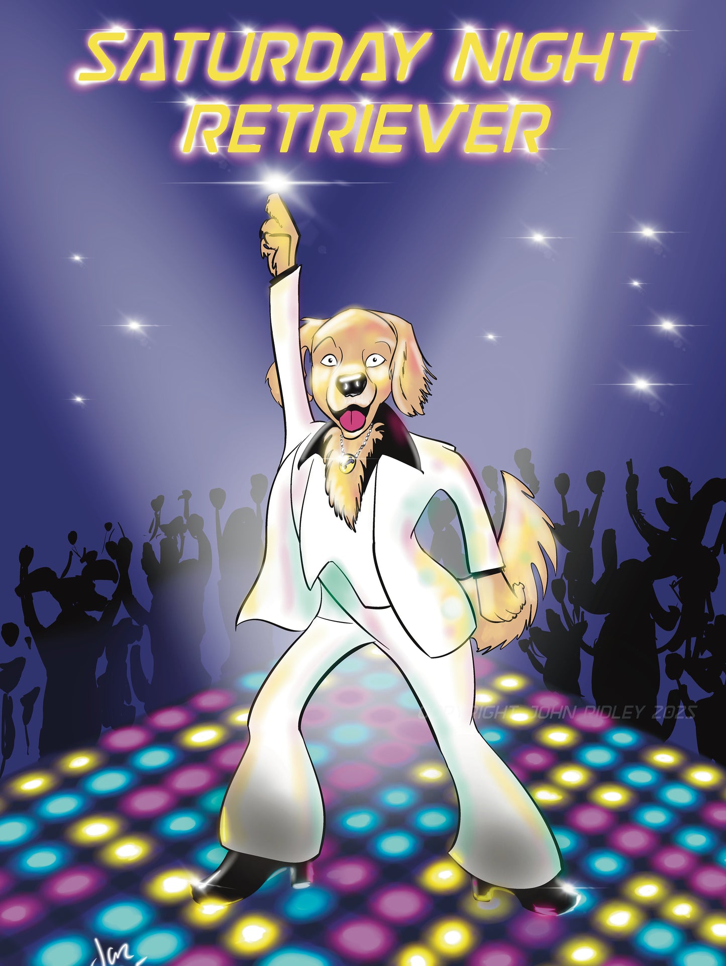 Saturday Night Retriever A5 Greeting Card with White Envelope