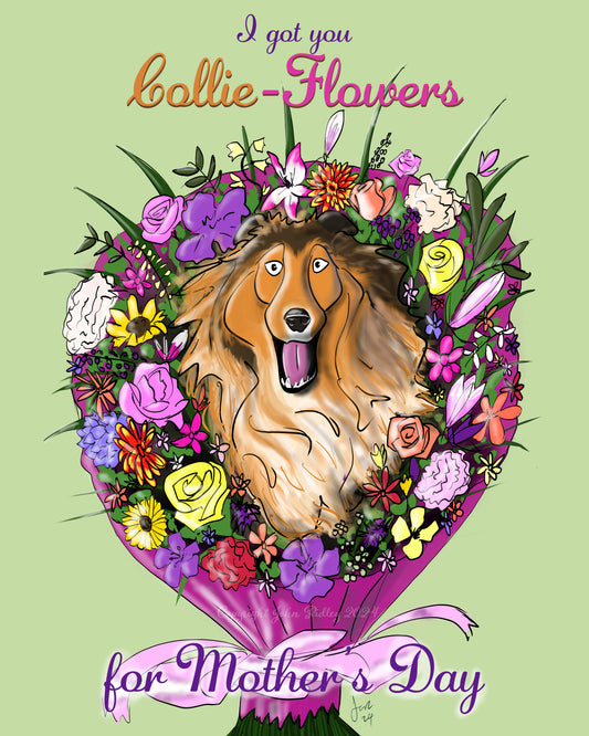 ‘I Got You Collie-Flowers For Mother’s Day’ A5 Greeting Card