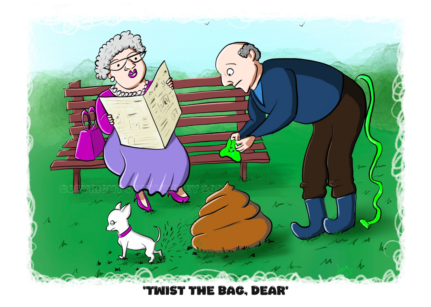 ‘Twist The Bag, Dear’ Dog Cartoon Greeting Card