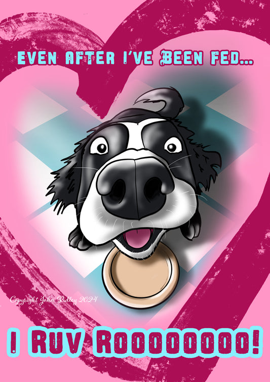 ‘I Ruv Roooooo!’ Border Collie A5 Greeting Card