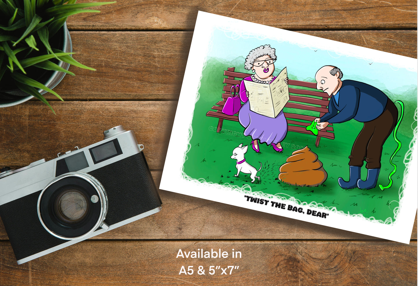 ‘Twist The Bag, Dear’ Dog Cartoon Greeting Card