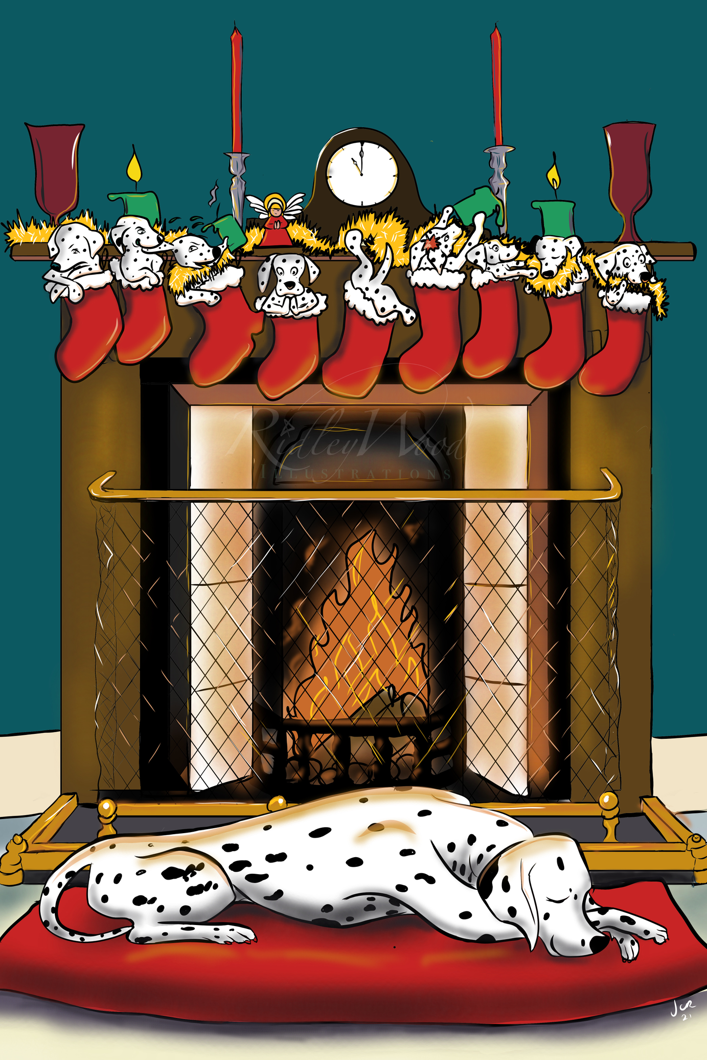 ‘Five Minutes Peace’ A5 Dalmatian Christmas Greeting Card