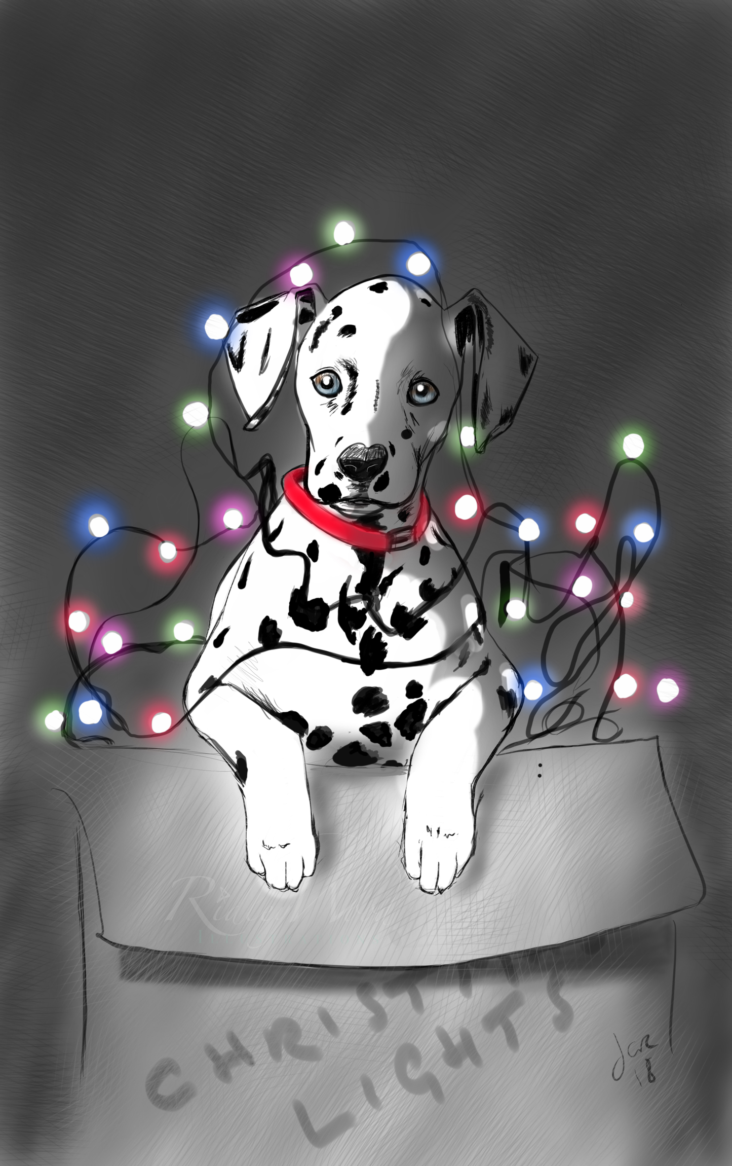 ‘Helping’ (2018) A5 Christmas Greeting Card by John Ridley