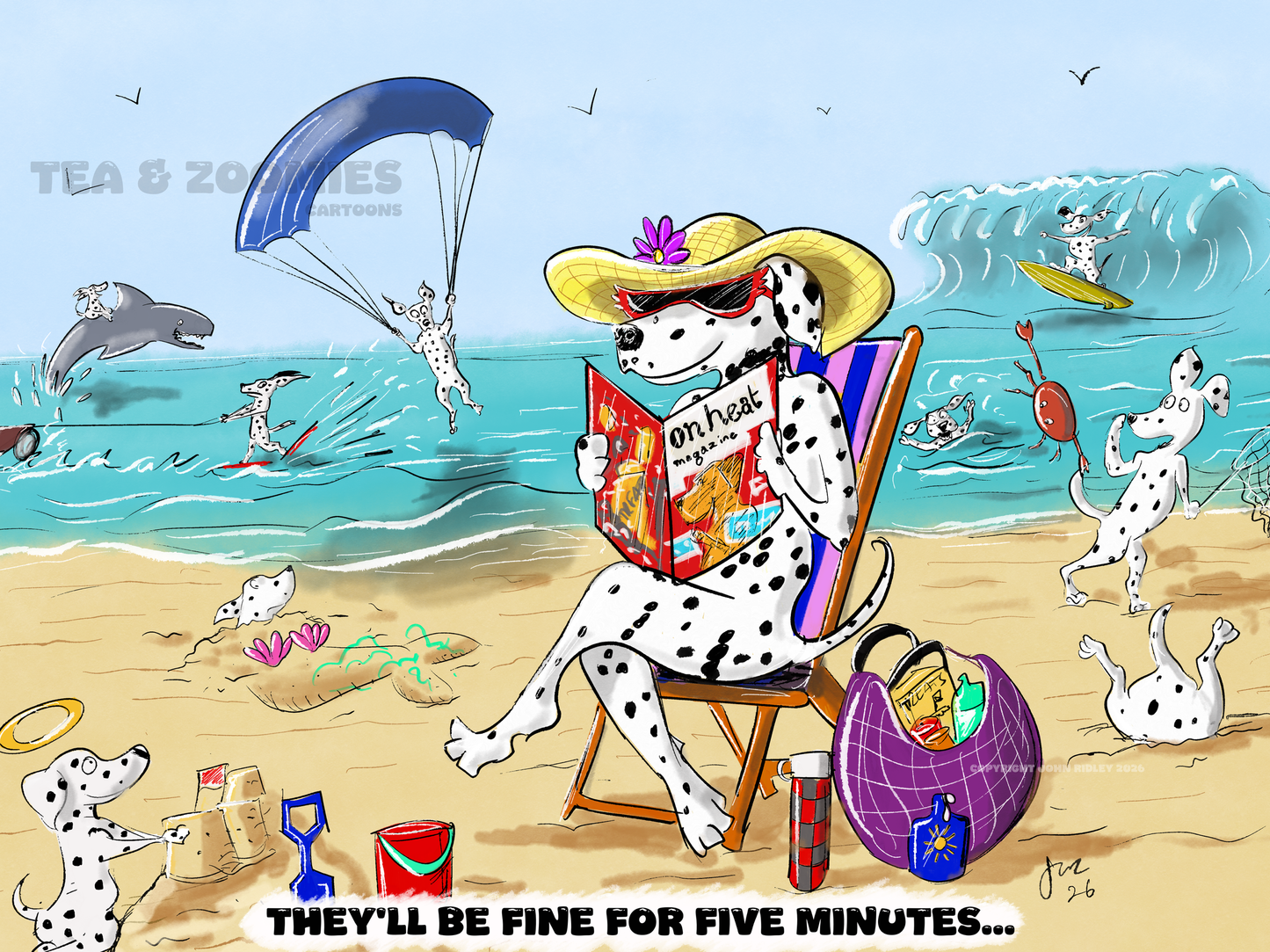 ‘They’ll Be Fine For Five Minutes’ Cartoon Dalmatian Greeting Card
