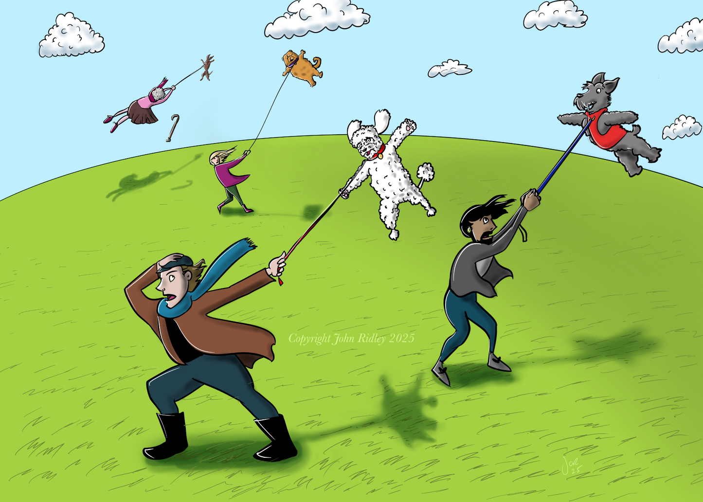 ‘Let’s Go Fly A Dog’ A5 Greeting Card