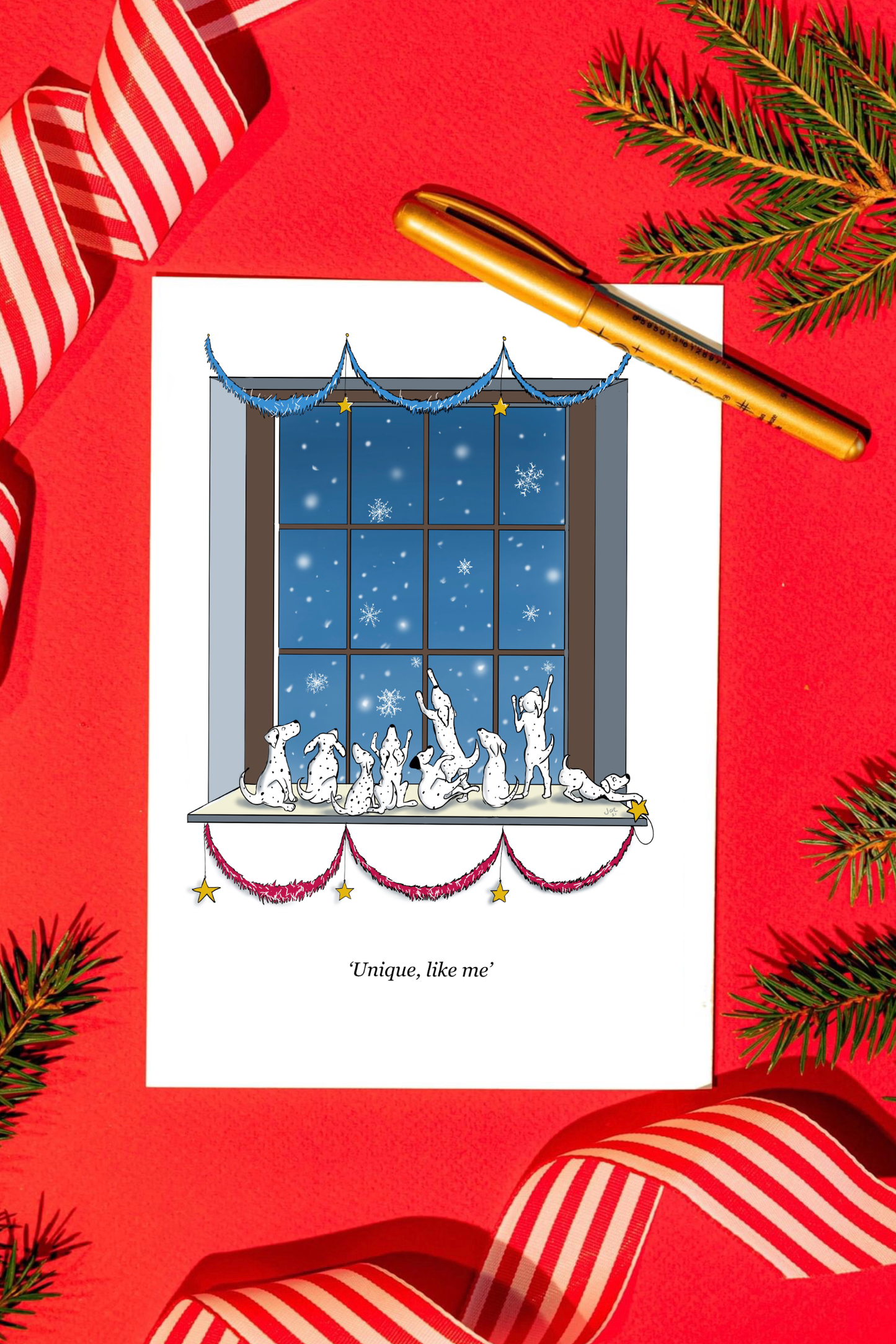 ‘Unique Like Me’ Dalmatian Puppy Christmas A5 Greeting Card
