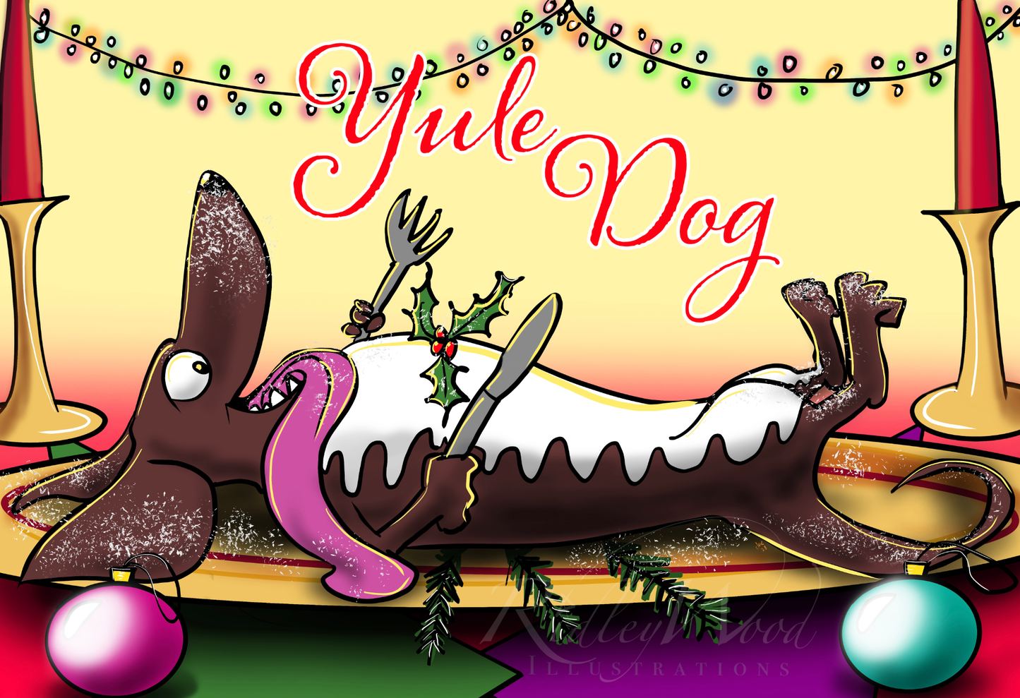 ‘Yule Dog’ A5 Dachshund Christmas Greeting Card